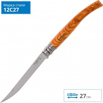 Нож филейный OPINEL №12, нержавеющая сталь, рукоять оливковое дерево 001145 Нож филейный OPINEL №12, нержавеющая сталь, рукоять оливковое дерево 001145